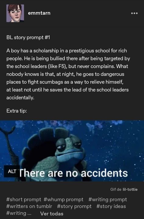 White writing over a navy blue background with a moving image of a turtle saying: "There are no accidents" Manga Writing Prompts, Story Writing Prompts, Writing School, Love Writing, Rich Boy, School Leader, Story Prompts, Boys Love, Writing Prompt