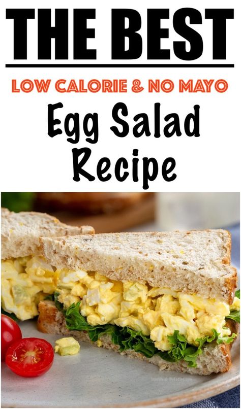 Easy Egg Salad Recipe {No Mayo & Low Calorie} | Lose Weight By Eating Low Cal Egg Salad, Egg Salad Low Calorie, Bariatric Egg Salad, No Mayo Egg Salad, Low Fat Egg Salad, Egg Salad Recipe No Mayo, Low Calorie Egg Salad, No Mayo Egg Salad Recipe, Low Calorie Egg Recipes