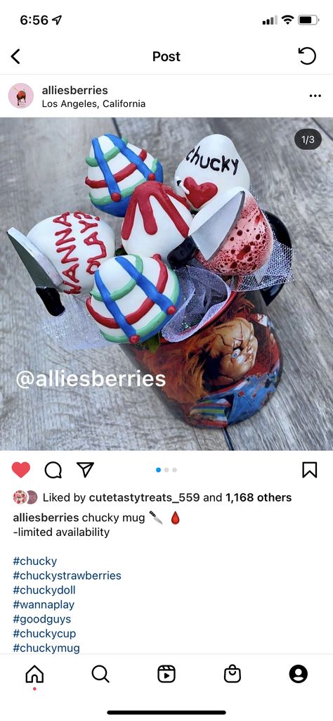 Chucky Theme Chocolate Covered Strawberries, Chucky Themed Chocolate Covered Strawberries, Selling Ideas, Chucky Doll, Chocolate Covered Treats, Christmas Hot Chocolate, Covered Strawberries, Chocolate Strawberries, Chocolate Covered Strawberries