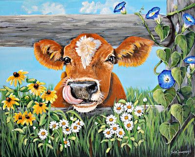 Julie Townsend Studio: The Grass is Greener Because Cows Poo is Good Fert... Cow Pictures, Seni Dan Kraf, Cow Canvas, Farm Art, Cow Painting, Cow Art, A Cow, Hanging Canvas, Arte Animal