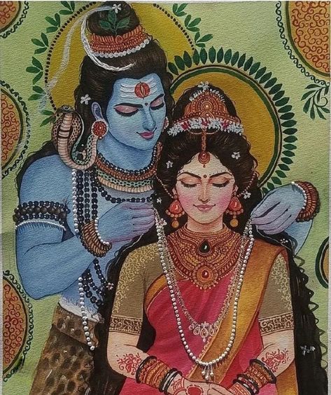 Shiv Parvati, God Artwork, Pictures Of Shiva, Indian Art Gallery, Shiva Parvati Images, Peace Illustration, Indian Painting, Hinduism Art, Vedic Art