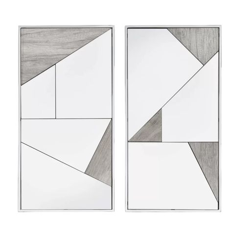 George Oliver 2 Piece Paull Modern and Contemporary Mirror Set | Wayfair Downstairs Ideas, Geometric Abstract Pattern, Modern Art Canvas Painting, Furniture Design Sketches, Credenza Design, Chrome Mirror, Contemporary Mirror, Mirror Set, Diy Crafts For Home Decor