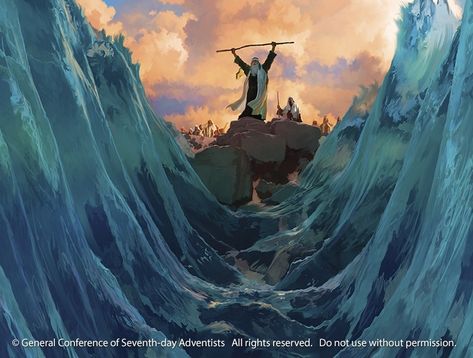 Moses Red Sea, Crossing The Red Sea, Ten Plagues, Biblical Artwork, Prince Of Egypt, Christian Jokes, Bible Images, Christian Artwork, Prophetic Art