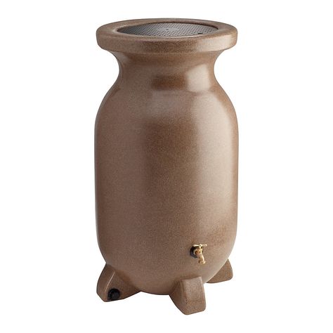 spigot Decorative Rain Barrels, Rain Barrel Stand, Sandstone Texture, Water Collection System, Soaker Hose, Rain Barrels, Rain Collection, Brass Tap, 55 Gallon