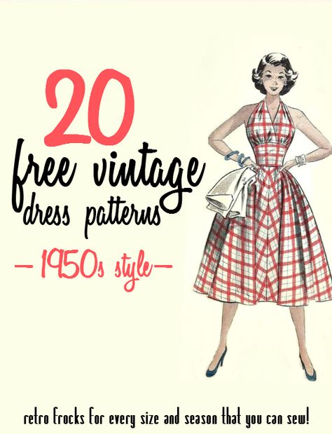 20 Free 1950s Style Dress Patterns | Va-Voom Vintage with Brittany Style Dress Patterns, 1950 Style, Dresses Patterns, Áo Blu, 1950s Fashion Dresses, Patron Vintage, Mode Retro, Dress Patterns Free, Vintage Dress Patterns