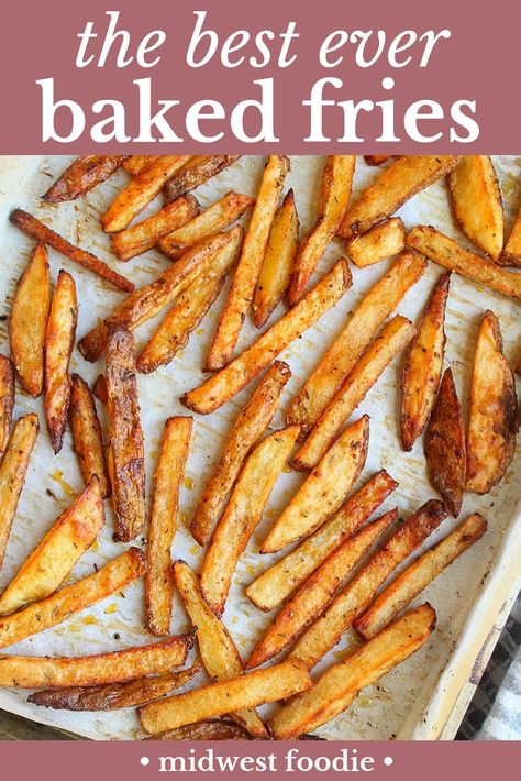 Baked Fries Recipe, Baked French Fries, Oven Baked Fries, Yummy Fries, Grill Press, Homemade Fries, French Fries Recipe, Homemade French Fries, Baked Fries