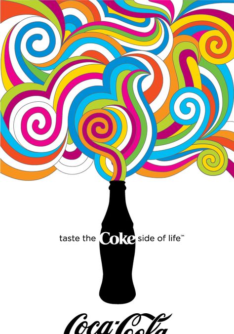 “Coke Side of Life” Poster  Illustrator  Milton Glaser-inspired poster for Coca-Cola's 2007 "Coke Side of Life" Campaign. Corn Cup, Bob Dylan Poster, Stefan Sagmeister, Poesia Visual, Milton Glaser, Art Appliqué, Life Poster, Art Space, Communication Design