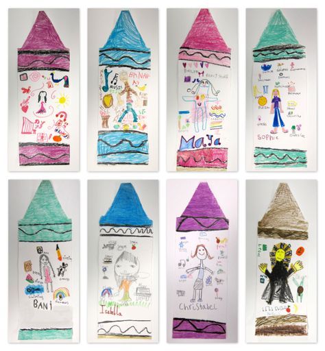 KINDERGARTEN "The Day the Crayons Quity": About Me Crayons Crayon Template, The Day The Crayons Quit, Day The Crayons Quit, Meme School, Grade 1 Art, First Grade Art, 2nd Grade Art, School Funny, Back To School Art