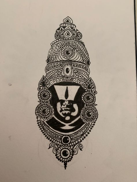 Vishnu Mandala Art, Lord Balaji Drawing, Balaji Mandala Art, Balaji Sketch, Balaji Drawing, Murugan Tattoo, Lord Balaji Logo, Lord Narayana, God Painting