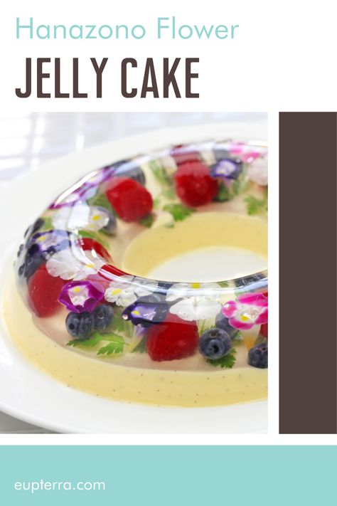 The beautiful Hanazono flower jelly cake is a light sweet treat using edible flowers and berries, all in Japanese gelatin dessert fashion. Let me show you how it comes together! Dessert Fashion, Quick Summer Desserts, Flower Jelly, Jelly Desserts, Gelatin Recipes, Gelatin Dessert, Jelly Cake, Fruit Jelly, Pressure Canning