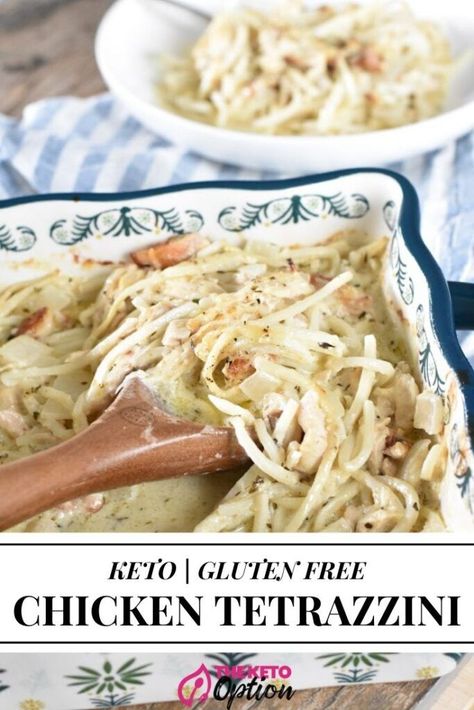 Keto Chicken Tetrazzini | This delicious keto chicken tetrazzini will make you forget you are eating a keto dish. Creamy, full of flavor and low in carbs! | Easy Keto Dinner | Low Carb Chicken Dinner | Gluten Free Casserole | Visit trinakrug.com Chicken Dinner Gluten Free, Low Carb Dinner Chicken, Gluten Free Casserole, Chicken Tetrazzini Recipes, Dinner Low Carb, Turkey Tetrazzini, Diet Lunch, Easy Keto Dinner, Keto Casseroles