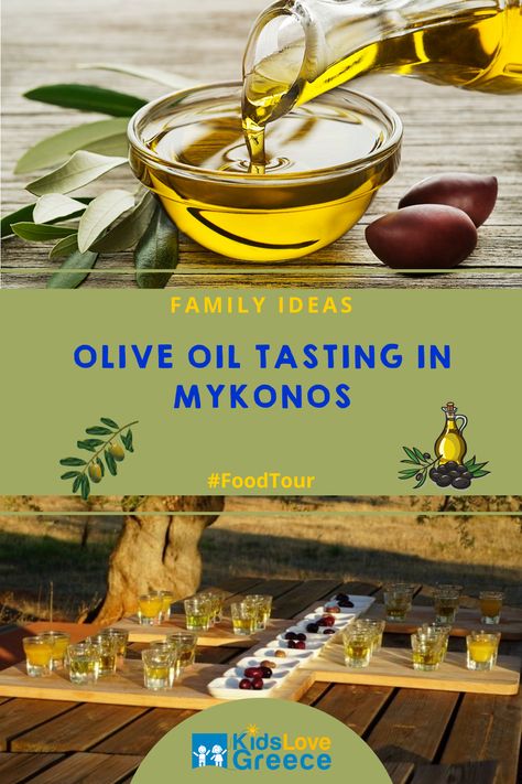 #Greece is an amazing place for #Families ! Traveling to Greece is an brilliant choice if you want to enjoy numerous #familyactivities like #kidfriendly #food #tasting #tours! If you love food tasting, this is the right adventure for you. Enjoy this tour in #Mykonos with your #kids ! Check our "Olive Oil Tasting in Mykonos" tour on #Kidslovegreece website. #greeceforkids #cookingclass #travelwithkids #traveltogreece #summeringreece #greekadventure #greekislands #naxos #naxoswithkids Traveling To Greece, Greek Cruise, Olive Oil Tasting, Sense Of Taste, Greece Vacation, Kid Friendly Activities, Visiting Greece, Food Tasting, Europe Trip