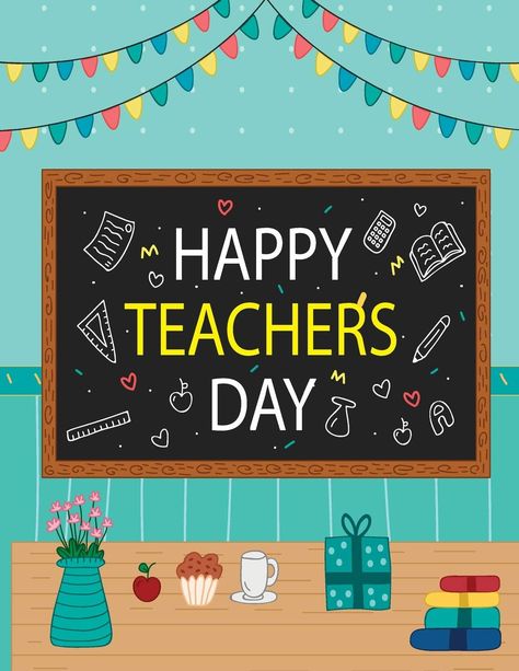 Theme For Teachers Day, Nowruz Crafts, Teachers Day Cake, Happy Teacher Day, Kindergarten Graduation Party, Teachers Day Poster, Beginner Drawing Lessons, Hello Sticker, World Teacher Day