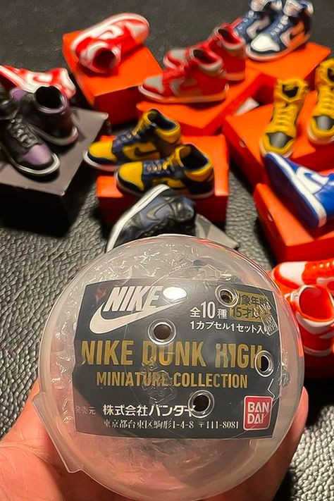 BANDAI Releases Miniature Nike Dunk Highs | HYPEBEAST Toy Machine, Nike Dunk High, Toy Brand, Nike Dunk, Nike Dunks, Art Toy, Collectable Items, Miniatures, Nike