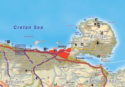 Map of Gerani Crete Hotels, Turkey Trip, Greece Villa, National Road, Marina Beach, Famous Beaches, Seaside Village, Harbin, Windsurfing