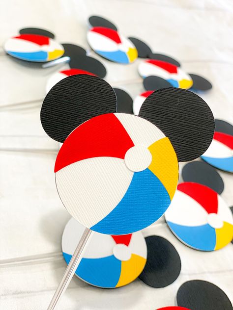 Excited to share the latest addition to my #etsy shop: Set of 12 Cupcake Toppers | Mickey Beach Balls Theme Party | Beach Birthday Cupcake Toppers | Pool Party Cupcake Toppers | #blue #birthday #mickeymousetopper #disneypoolparty #summerpoolparty #beachthemedcupcake #mickeymousesummer #poolfloattoppers #mickeyfloatiesset Ball Theme Party, Beach Theme Birthday Party, Happy Birthday Mickey Mouse, Beach Theme Birthday, Beach Ball Party, Mickey Baby Showers, Pool Cake, Mickey First Birthday, Mickey Mouse Themed Birthday Party