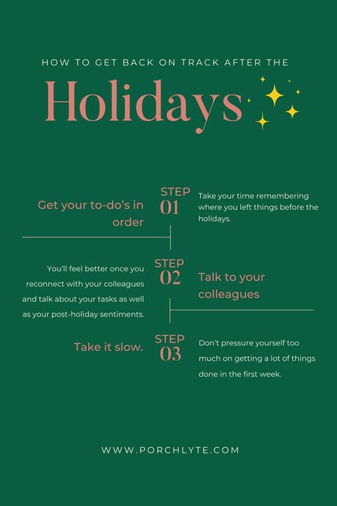 It’s never easy to come back to work after the holidays. It’s normal to feel the holiday hangover and to have a challenging start at work. Avoid the post-holiday blues and get back on track at work with these quick tips. Post Holiday Blues, Holiday Cleaning, Real Estate Social Media, Vision Board Goals, Holiday Blues, Post Holiday, Get Back On Track, New Year Goals, Christmas Planning