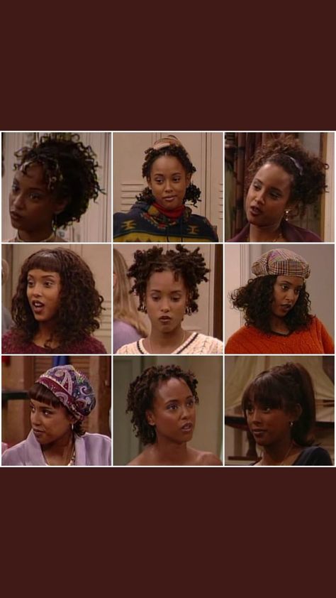 80s Hairstyles Black Women Natural Hair, Raven Baxter Hairstyles, Angela Moore Outfits, 90s Black Women Hairstyles, 90s Black Hairstyles, Shawn And Angela, 90s Black Women, Black Hair 90s, Angela Moore