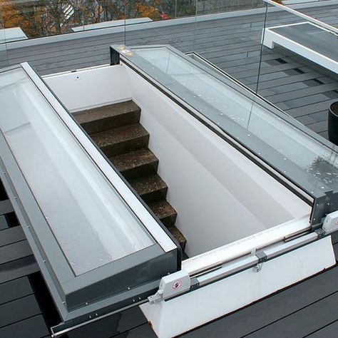 Image 3 of 8 from gallery of Flat Roof Exit Comfort Duo | LAMILUX. LAMILUX Roof Exit Roof Door Ideas, Roofdeck Ideas, Flat Roof Covering, Floor Hatch, Rooftop Access, Flat Roof Lights, Roof Access Hatch, Flat Roof Skylights, Roof Canopy