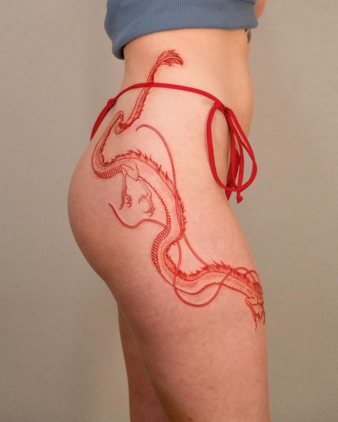 Red Haku ❤️ . #oozy #oozytattooo #haku #spiritedaway | Instagram Red Dragon Tattoo, 16 Tattoo, Tattoo Lettering Styles, Red Tattoo, Dragon Tattoo For Women, Handpoke Tattoo, Muster Tattoos, Tattoos Geometric, Red Ink Tattoos