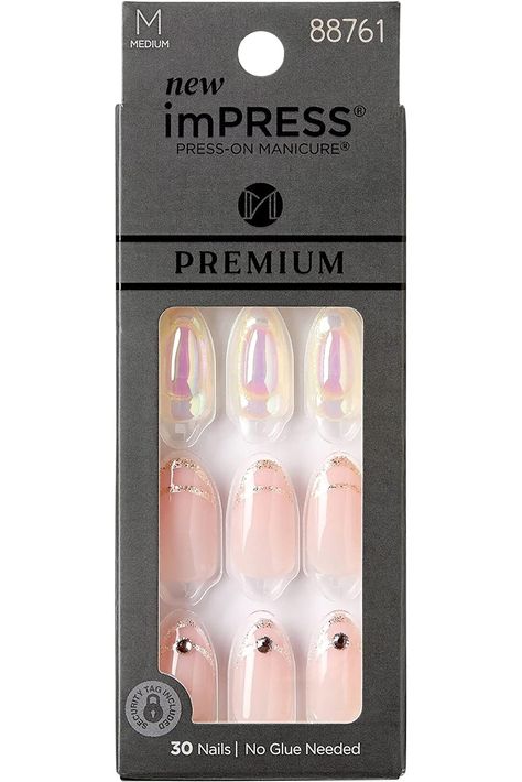 KISS imPRESS Press-On Manicure Premium Collection Fake Nails - All My Love, Pink, Aurora, Medium &amp; Almond Shape, Easy To Apply, Super Hold, Chip Proof, Smudge Proof, No Dry Time, Durable  30 Count Usa Makeup, 30 Nails, Almond Press On Nails, Pink Aurora, Kiss Products, Easy Manicure, Almond Shape, Makeup Bundles, Womens Nails