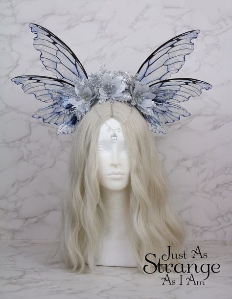 Recycled Headdress, Crown Butterfly, Butterfly Headpiece, Mermaid Stuff, Gala Ideas, Headpiece Diy, Ice Snow, Winter Fairy, Head Pieces