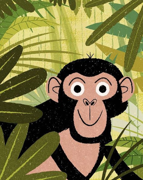 Monkey Illustration, School Of Arts, Tropical Illustration, Be An Artist, Animal Illustration Art, Year Of The Monkey, Quirky Illustration, Watercolor Animals, Children's Book Illustration