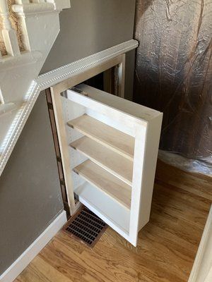 Hidden Bookshelf Door, Hidden Door Ideas, Bookcase Doors, Hidden Doors In Walls, Hidden Door Bookcase, Bookshelf Door, Murphy Door, Door Aesthetic, Hidden Laundry