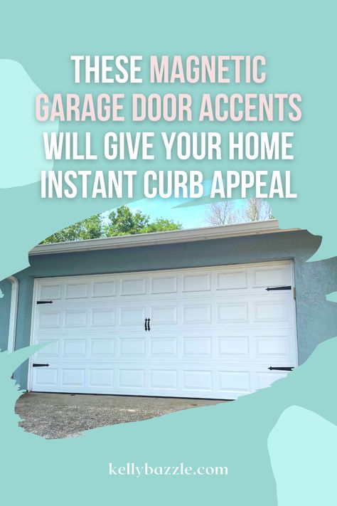 Instead of spending hundreds of dollars on a new garage door with the accents I wanted, I found the perfect solution! Magnetic decorative garage accents! (I know, they won't work for a wood door, but you have options to stick them, like outdoor 3M tape, wood glue, etc.) I found my set on Amazon for $12 at the time. Since then, the price has increased to about $18 for a set, but that's still a steal to add some instant curb appeal to your garage door. Garage Accents, Garage Door Accents, Door Accents, Garage Door Decor, New Garage, Home Decor Hacks, Accent Doors, Wood Door, Wood Glue