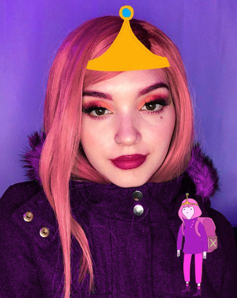 Princess Bubblegum Makeup, Princess Bubblegum Costume Diy, Princess Bubblegum Cosplay Makeup, Princess Bubblegum Halloween, Princess Bubblegum Costumes, Pink Hair Cosplay Characters, Buble Gum, Long Pink Hair, 90s Costume