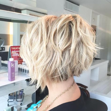 Choppy And Tousled Blonde Bob Choppy Inverted Bob Hairstyles Short, Low Maintenance Short Bob Haircut, Short Shaggy Bob Choppy Layers, Choppy Bobs, Bob Hairstyles 2018, Short Wavy Bob, Shaggy Bob, Shaggy Haircuts, Bob Hairstyles For Thick