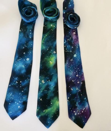 Galaxy Necktie - Hand Painted Tie - One of a Kind Galaxy Themed Wedding, Destiny Wedding, Star Themed Wedding, Fancy Clothing, Galaxy Birthday, Galaxy Outfit, Dragon Wedding, Galaxy Wedding, Quinceañera Ideas