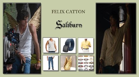 FELIX CATTON COSTUME FROM SALTBURN Felix Catton, Costume Guide, Blue Belt, Anime Costumes, Yellow Shirts, Workout Tanks, Workout Tank Tops, White Tank Top, White Tank