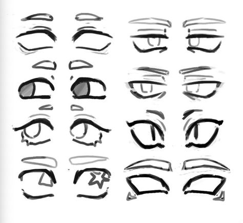 Eye Drawing Reference Cartoon, Cartoon Art Eyes, Cartoon Eyes Reference, Smile Drawing Reference, Eyes Drawing Cartoon, Different Types Of Eyes, Different Eyes, Drawing Face Expressions, 얼굴 드로잉