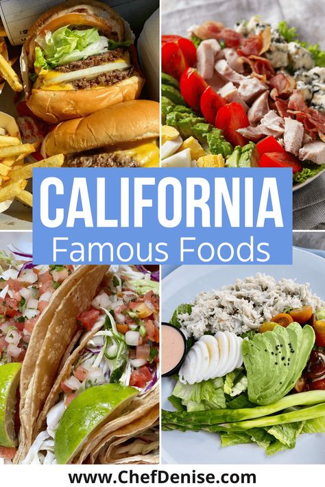 Different famous California foods California Food Recipes, California Recipes, State Recipes, California Food, Trip Destinations, Culinary Travel, Deli Food, Food Places, Reduce Food Waste