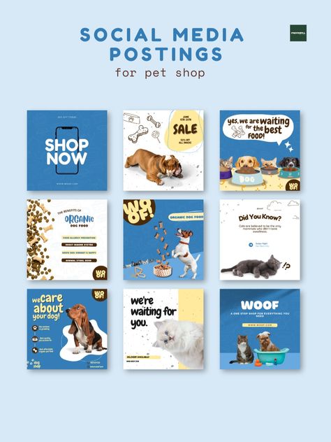 Pet shop social media post template perfect for your vet clinic or pet shop business. Editable file Pet Advertising, Pet Food Packaging, Social Media Posting, Pet Branding, Instagram Graphic Design, Social Media Marketing Planner, Social Media Branding Design, Vet Clinic, Social Media Marketing Manager