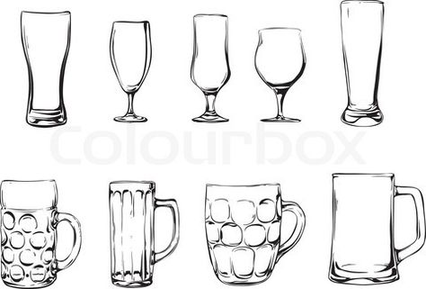 Vector of 'Beer glasses and mugs' on Colourbox Beer Tattoo, Cup Tattoo, Logo Design Love, Coffee Cup Art, Nature Sketch, Free Beer, Wood Burning Patterns, Chalkboard Art, Vector Artwork