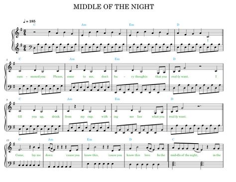 Middle Of The Night Piano, Piano Notes, Middle Of The Night, Piano Sheet, Piano Sheet Music, Sheet Music, Piano, Music, Pins