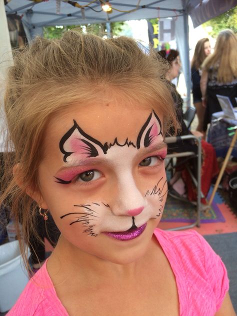 Painted by "Z" of "Z" Face & Body Art at the Durham Fair 2015 Cat Face Paint Easy, Cat Face Paint, Kitty Face Paint, Animal Face Paintings, Cats Face, Girl Face Painting, Face Paints, Face Painting Easy, Kids Face Paint