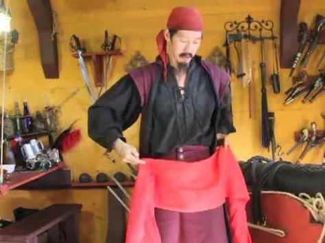 This is the 3rd in a series of How to Dress Like a Pirate videos by Tiger Lee of PirateFashions.com.  Here we demonstrate how to Tie a Pirate Sash N Belt. Pirate Belt Accessories, How To Tie A Belt, Pirate Attire, Dress Like A Pirate, Pirate Sash, Pirate Clothing, Pirate Look, Pirate Makeup, Pirate Halloween Party