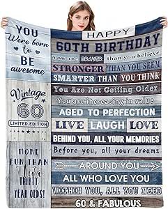 Eslygoily Happy 60th Birthday Gifts for Women Men 60th Birthday Gifts for Men 60th Birthday Decorations Blanket 60th Gifts Ideas for Husband Dad Mom 60th Birthday Throw Blanket 60x60 inches 60th Birthday Ideas For Husband, Happy 55th Birthday, 65th Birthday Gifts, 50th Birthday Gifts For Men, Happy 65 Birthday, 55th Birthday Gifts, Happy 75th Birthday, Moms 50th Birthday, 60th Birthday Decorations