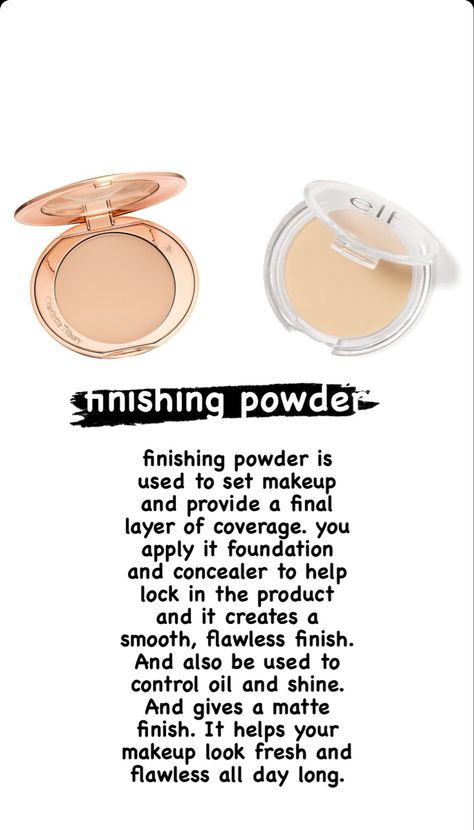 #finishingpowders #typesofpowders Makeup Notes, Makeup Education, Foundation Mixing, Pro Makeup Tips, Powder Application, Makeup Charts, Buy Makeup, Makeup Advice, Makeup Artist Tips