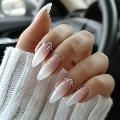 holiday nails, vacation nails, wedding nails, spring nails, summer nails, acrylic nails, gel nails, long nails, short nails, nail design, white nails, manicure, nude nails, nail art Oval Ombre, Square Ombre, Acrylic Gel Nails, White Gel Nails, Ombre Acrylic, Chic Nail Art, Milky Nails, Elegant Nail Designs, Gel Acrylic Nails