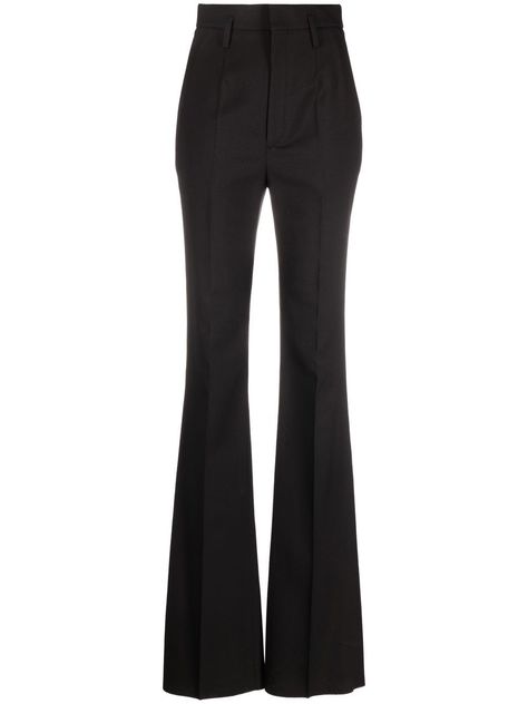 black wool-silk-cotton blend high waist front hook and eye fastening slip pockets to the sides straight leg Saint Laurent Outfit, Chanel Pants, Saint Laurent Clothes, Hook And Eye, Straight Trousers, Straight Leg Trousers, Tailored Trousers, Pants Straight, Lookbook Outfits