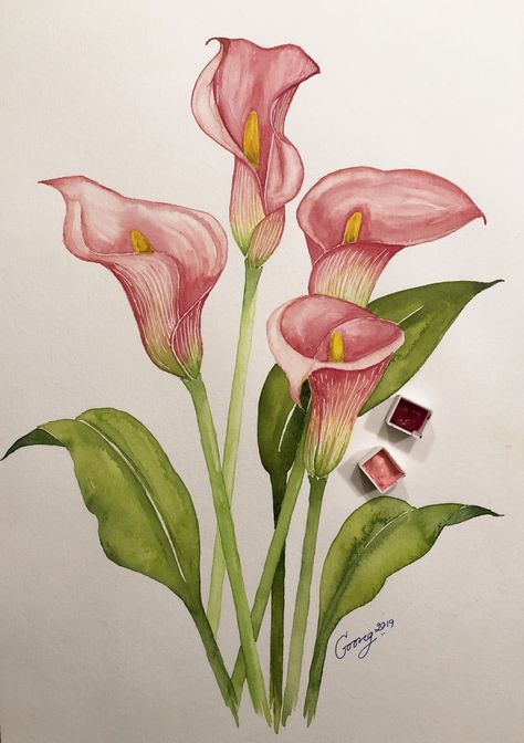 Flower Sketch Color, How To Draw A Flower Pot, Colored Pencil Flower Drawing, Colorful Flower Drawing, Art Flowers Drawing, Flower Pot Drawing, A Flower Drawing, Realistic Flower Drawing, Drawing Of Flowers