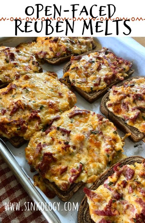 Open Faced Reuben Sandwiches, Open Face Sandwich Ideas, Open Sandwich Recipes, Best Taste Of Home Recipes, Open Sandwich Ideas, Sandwich Melt, Open Sandwiches, Sandwich Melts, Hot Sandwich Recipes