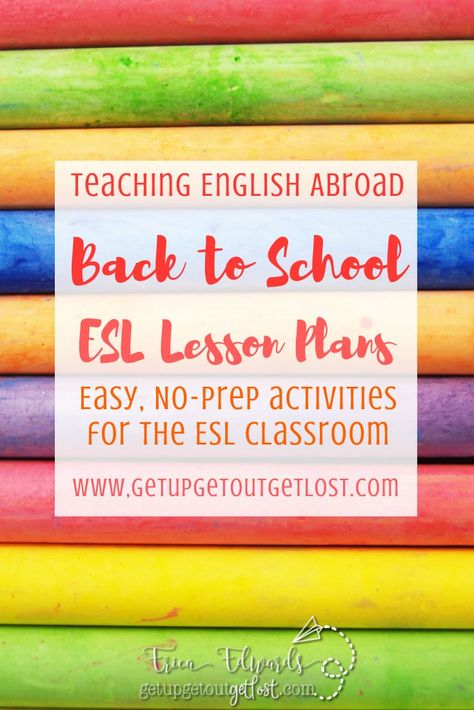 Whether it's your 1st or 101st year #teachingenglishabroad , it's always great to have some solid #backtoschoolactivities to start the year off right! #teachingenglish #teachingenglishinspain #languageassistants #auxiliaresdeconversacion #esl #tefl #celta #backtoschool #esllessonplans https://getupgetoutgetlost.com/2017/10/01/back-to-school-easy-no-prep-activities-for-your-first-week/ Esl First Day Activities, Esl Learning, No Prep Activities, First Day Activities, Teaching English Abroad, Prep Activities, Esl Classroom, Esl Lesson Plans, First Day Of Class