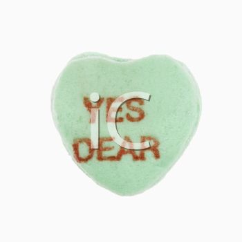 Green candy heart that reads yes dear against white background. Yes Dear, Funny Candy Heart Messages, Funny Candy Hearts Sayings, Green Candy, Heart Candy, White Background, Candy, Reading, Green