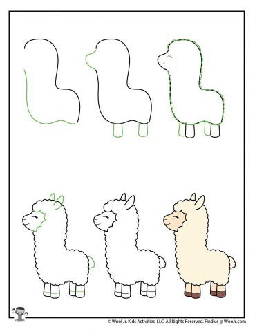 Kawaii Drawing for Kids Tutorials | Woo! Jr. Kids Activities Simple Drawings Tutorial, Alpaca Drawing Easy, How To Draw Kawaii, Ipad Doodles, Kawaii Tutorial, Llama Drawing, Trin For Trin Tegning, 심플한 그림, Kawaii Drawing