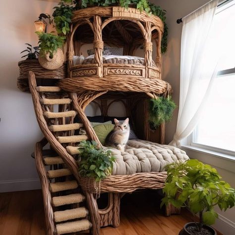 Katt Hus, Cat Room Decor, Cat Patio, Cat Tree House, Diy Cat Tree, Cat House Diy, Cat Shelves, Cat Room, Cat Decor